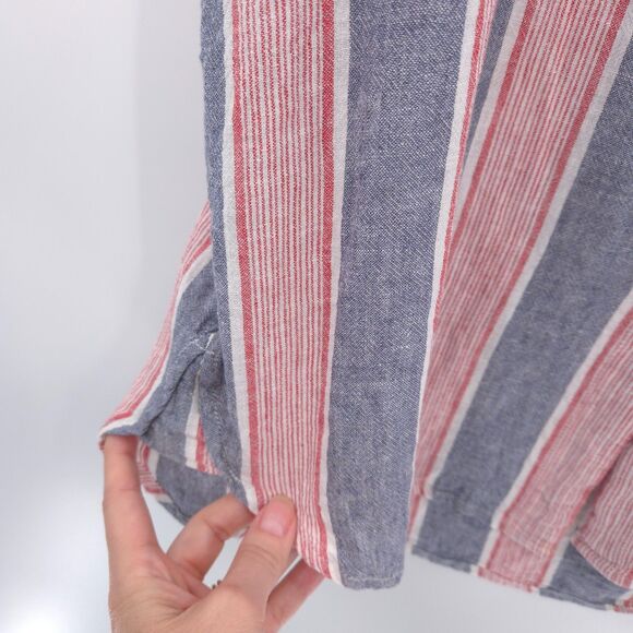 Marine Layer linen-blend striped button up dress Size XL blue/red sleeveless - Picture 4 of 6